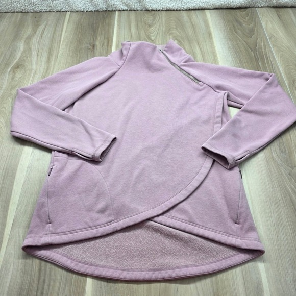 Athleta Tops - Athleta Coaster Luxe Sweatshirt Asymmetric Zip Tulip Hem Mauve Pink Small Womens